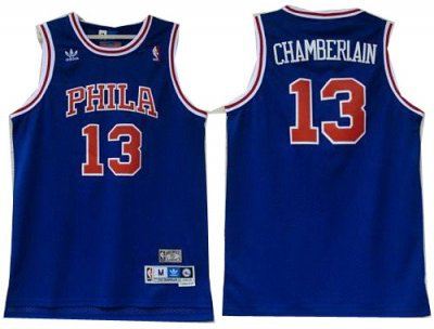Philadelphia 76ers #13 Wilt Chamberlain Blue Throwback NBA Jerseys