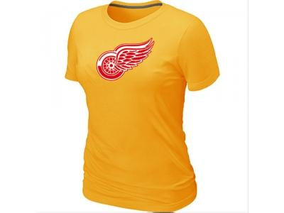 Women NHL Detroit Red Wings Big & Tall Logo Yellow T-Shirt