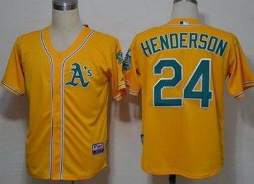 Oakland Athletics 24 Ricky Henderson Yellow MLB Jerseys