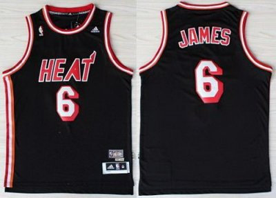 NBA Jerseys Miami Heat 6 LeBron James Black Hardwood Classics Revolution 30 Swingman
