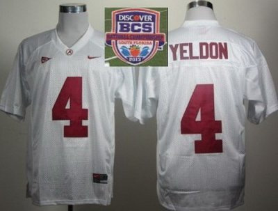 2013 BCS National Championship Alabama Crimson #4 Yeldon White Authentic NCAA Football Jerseys 2013 BCS National Championship Alabama Crimson #4 Yeldon White Authentic NCAA Football Jerseys