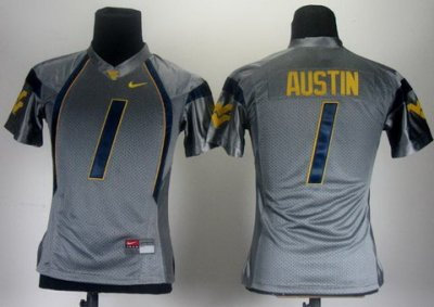 Women New West Virginia Mountaineers 1 Tavon Austin Grey College Football NCAA Jerseys