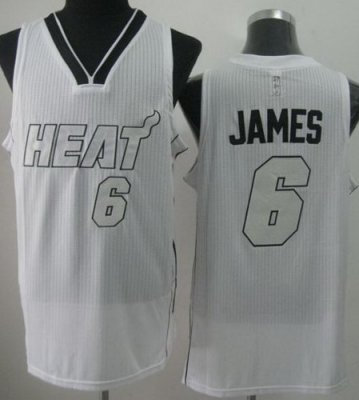 Miami Heat 6 LeBron James White Revolution 30 NBA Jerseys Silver Number