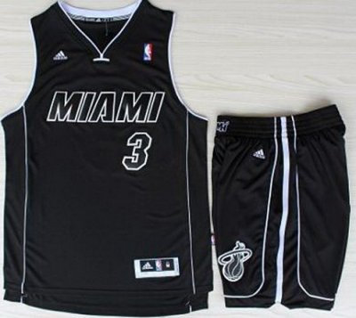 Miami Heat 3 Dwyane Wade Black With White Shadow Revolution 30 Jerseys Shorts NBA 