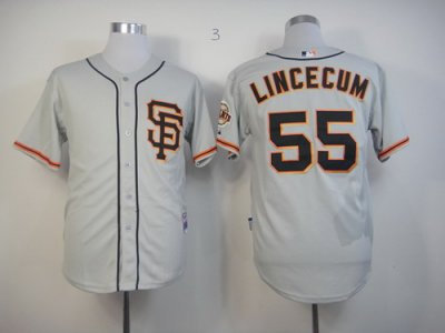 San Francisco Giants 55 Tim Lincecum Grey Cool Base MLB Jerseys SF Style San Francisco Giants 55 Tim Lincecum Grey Cool Base MLB Jerseys SF Style