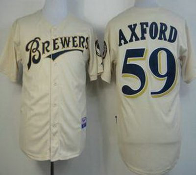 Milwaukee Brewers 59 John Axford Cream MLB Jerseys Milwaukee Brewers 59 John Axford Cream MLB Jerseys