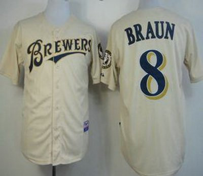 Milwaukee Brewers 8 Ryan Braun Cream MLB Jerseys Milwaukee Brewers 8 Ryan Braun Cream MLB Jerseys