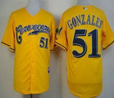 Milwaukee Brewers 51 Alex Gonzalez Yellow 2013 MLB Jerseys Milwaukee Brewers 51 Alex Gonzalez Yellow 2013 MLB Jerseys