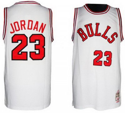 Chicago Bulls 23 Michael Jordan 1984-1985 Hardwood Classics White NBA Jerseys
