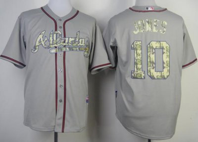 Atlanta Braves 10 Chipper Jones 2013 USMC Grey Cool Base MLB Jersey Camo Number