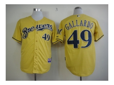 mlb jerseys milwaukee brewers #49 gallardo yellow(2013 new)
