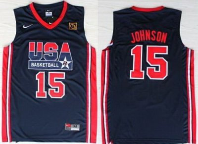 USA Basketball 1992 Olympic Dream Team Blue Jerseys 15# Magic Earvin Johnson USA Basketball 1992 Olympic Dream Team Blue Jerseys 15# Magic Earvin Johnson