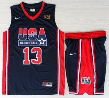 USA Basketball 1992 Olympic Dream Team Blue Jerseys & Shorts  13# Chris Mullin