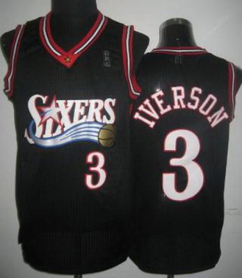Philadelphia 76ers 3 Allen Iverson Black Revolution 30 NBA Jerseys