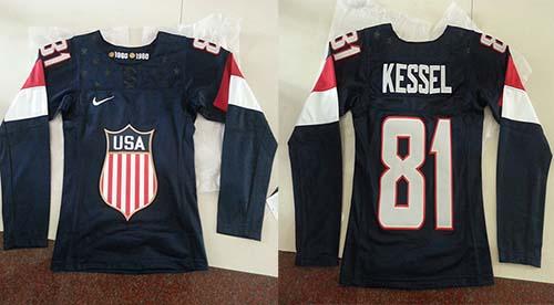 2014 Olympic Team USA #81 Phil Kessel Navy Blue Women's Stitched NHL Jersey