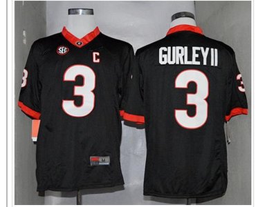 Georgia Bulldogs #3 Todd Gurley II Black Limited SEC Patch Stitched NCAA Jersey