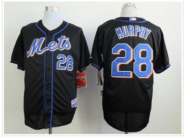 New York Mets #28 Daniel Murphy Black Cool Base Stitched Baseball Jersey