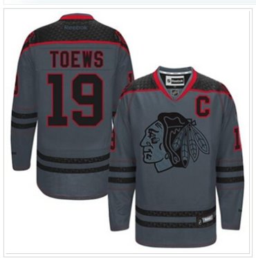Chicago Blackhawks #19 Jonathan Toews Charcoal Cross Check Fashion Stitched NHL Jersey