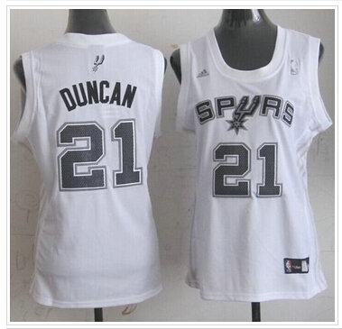 Women's Spurs #21 Tim Duncani White Fashion Stitched NBA Jersey