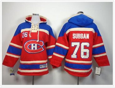 Youth NHL Canadiens #76 P.K Subban Red Sawyer Hooded Sweatshirt Jersey