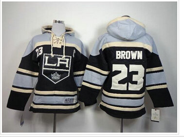 Youth NHL Los Angeles Kings #23 Dustin Brown Black Sawyer Hooded Sweatshirt Jersey