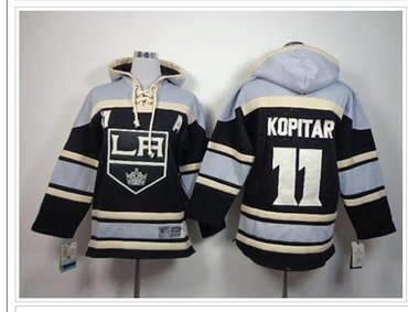 Youth NHL Los Angeles Kings #11 Anze Kopitar Black Sawyer Hooded Sweatshirt Jersey