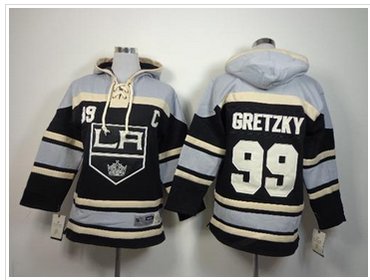 Youth NHL Los Angeles Kings #99 Wayne Gretzky Black Sawyer Hooded Sweatshirt Jersey