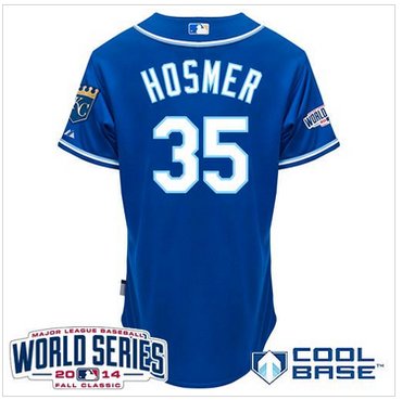 Royals #35 Eric Hosmer Blue Alternate 2 Cool Base W 2014 World Series Patch Baseball Jersey