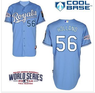 Royals #56 Greg Holland Light Blue Cool Base W 2014 World Series Patch Baseball Jersey