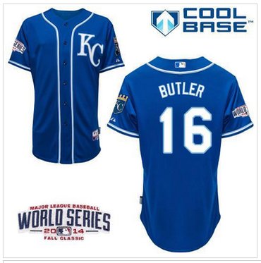 Royals #16 Billy Butler Blue Alternate 2 Cool Base W 2014 World Series Patch Jersey
