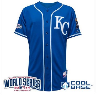 Royals Blank Blue Alternate 2 Cool Base W 2014 World Series Patch Baseball Jersey