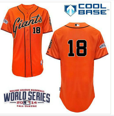Giants #18 Matt Cain Orange Cool Base W 2014 World Series Patch Stitched Baseball Jerseys