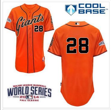 Giants #28 Buster Posey Orange Cool Base W 2014 World Series Patch Stitched Baseball Jersey