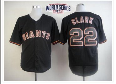 Giants #22 Will Clark Black Fashion W 2014 World Series Patch Stitched Baseball Jersey