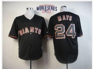 Giants #24 Willie Mays Black Fashion W 2014 World Series Patch Stitched Baseball Jersey