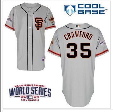 Giants #35 Brandon Crawford Grey Road 2 Cool Base W 2014 World Series Patch Stitched Baseball jerseys Giants #35 Brandon Crawford Grey Road 2 Cool Base W 2014 World Series Patch Stitched Baseball jerseys