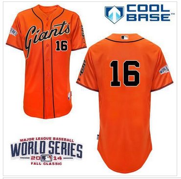 Giants #16 Angel Pagan Orange Cool Base W 2014 World Series Patch Stitched Baseball Jersey