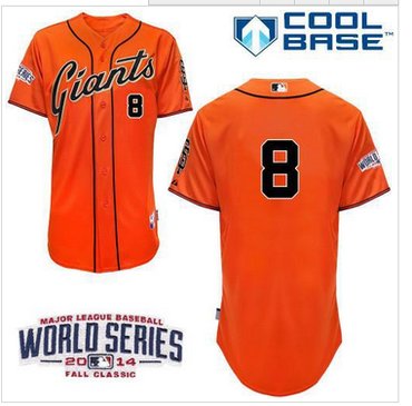 Giants #8 Hunter Pence Orange Cool Base W 2014 World Series Patch Stitched Baseball Jersey