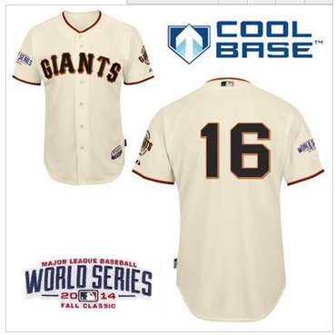 Giants #16 Angel Pagan Cream Cool Base W 2014 World Series Patch Stitched Baseball Jersey