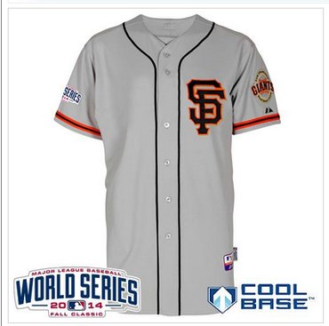 Giants Blank Grey Cool Base 2012 Road 2 W 2014 World Series Patch Stitched Baseball Jersey