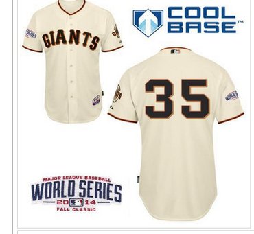 Giants #35 Brandon Crawford Cream Cool Base W 2014 World Series Patch Stitched Baseball Jersey