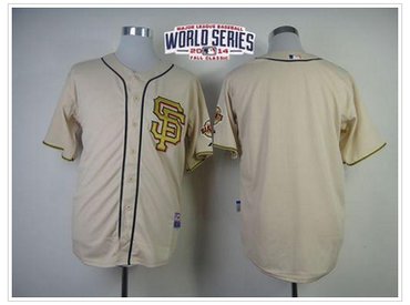 Giants Blank Cream Gold No. W 2014 World Series Patch Stitched Baseball Jersey