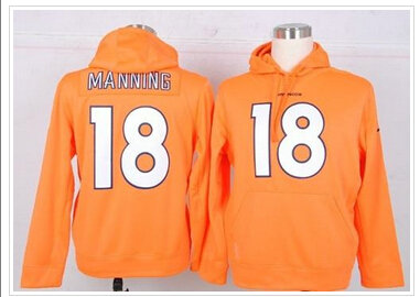 Denver Broncos #18 Peyton Manning Orange NFL Pullover Hoodie