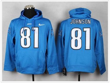 Detroit Lions #81 Calvin Johnson Pullover NFL Hoodie Blue