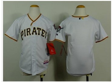 Youth Pirates Blank White Cool Base Baseball Jersey