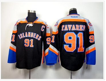 New York Islanders #91 John Tavares Black Third NHL Jersey