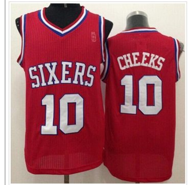 Philadelphia 76ers #10 Maurice Cheeks Red Throwback Stitched NBA Jersey