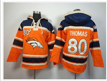 Denver Broncos #80 Julius Thomas Orange Sawyer Hooded Sweatshirt NFL Hoodie