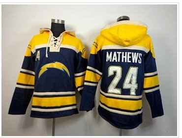 San Diego Chargers #24 Ryan Mathews Navy Blue Sawyer Hooded Sweatshirt NFL Hoodie