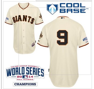 Giants #9 Brandon Belt Cream Cool Base W 2014 World Series Patch Stitched Baseball Jersey